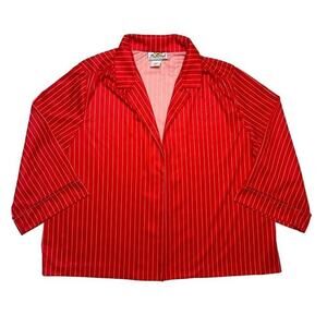 Flutterbye Vintage Pajama Sleep Shirt Open Front Striped Red Women's 8R Retro